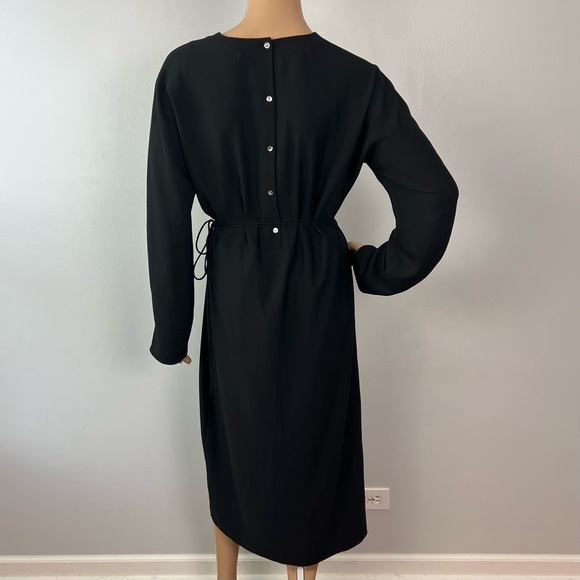 VINCE BLACK LONG SLEEVE BUTTON-BACK MIDI DRESS - Picture 9 of 11